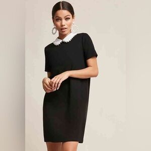 Forever 21 Black Dress with Pearl Collar
